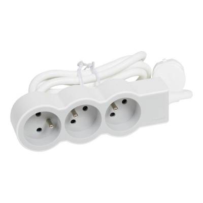 Rallonge multiprise extra plate 3 prises blanc/gris 3m - Gedimat - LEGRAND