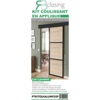 Kit quincaillerie pour porte coulissante applique alu noir - Gedimat - BCD