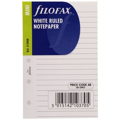 Recharge format Mini feuilles de notes lignées Blanc - FILOFAX