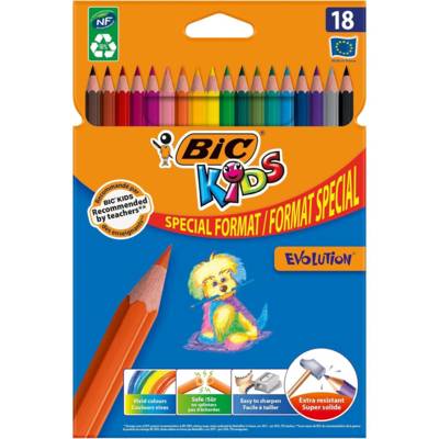 Etui Carton 18 Crayons de Couleur KIDS Evolution® ECOLUTION® 18 Couleurs