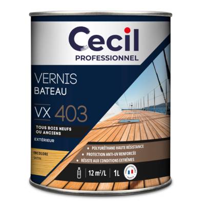 Vernis bateau et bois extérieurs VX403 incolore brillant - Gedimat - CECIL PRO