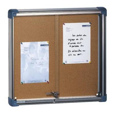 Vitrine d'affichage liège intérieur à portes coulissantes