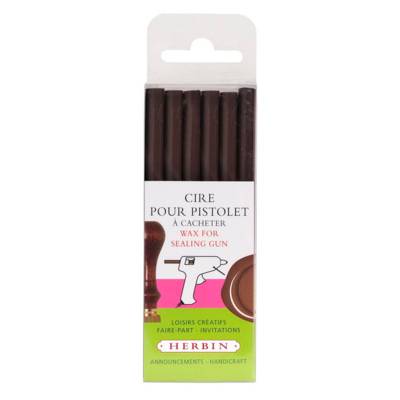 6 Batons de cire pour pistolet - Chocolat - HERBIN
