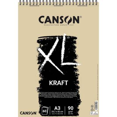 Bloc 60 Feuilles Croquis XL Kraft Spiralé petit côté A3 90g