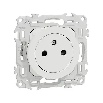 Prise 2P+T affleurante avec griffes odace bornes automatiques - blanc craie - SCHNEIDER - S925052 - Schneider Electric