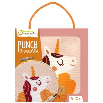 Kit Point De Croix Enfant Punch Needle- Licorne - D 18 Cm Rose
