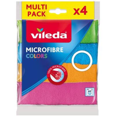 Pack de 4 Microfibre Colors Chiffons Lavettes Multi-Usages 30x30 cm