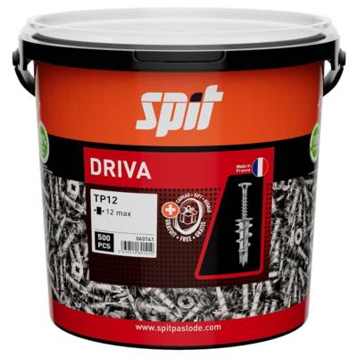 Cheville autoforeuse métallique DRIVA TP12 pour plaque de plâtre - Seau de 500 - SPIT - 060141 - Maxoutil