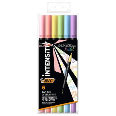 Pack durable 6 feutres INTENSITY BRUSH 2 en 1 PASTEL Double pointe