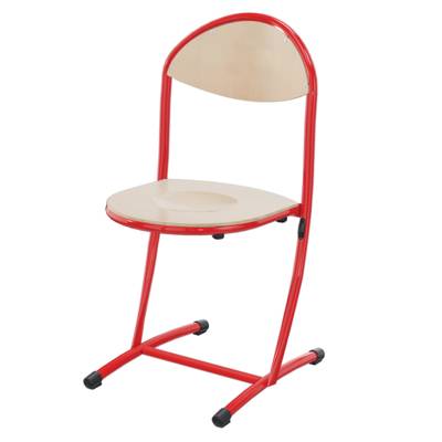 Chaise HÉLIA assise et dossier bois Blueprotech® piètement époxy - T6 - Rouge RAL 3000 - Mobidecor
