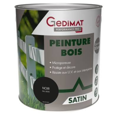 Peinture bois noir - pot de 2 litres - Gedimat