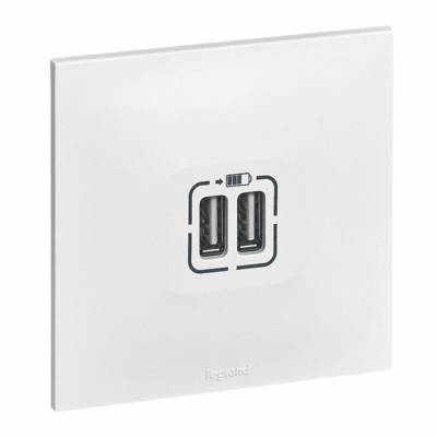 Prise double USB Type A NEPTUNE blanc 3A 15W - Gedimat - LEGRAND