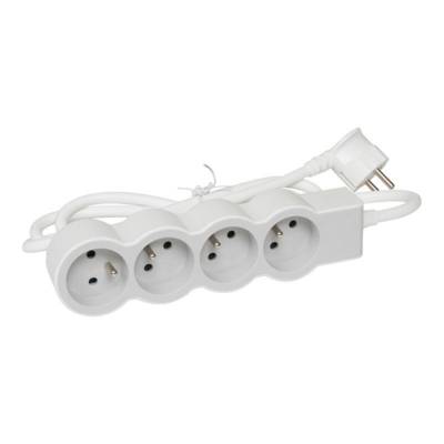 Rallonge multiprise extra plate 4 prises blanc 3m - Gedimat - LEGRAND