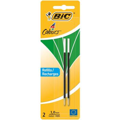 Pack 2 Recharges Pour Stylo Bille 4 couleurs Pointe moyenne 1 mm  Verte
