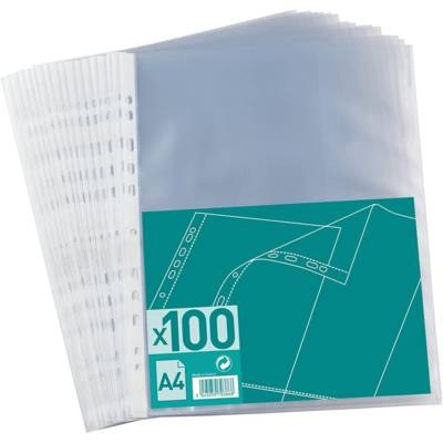 Sachet de 100 Pochettes perforées A4 PP 5/100eme