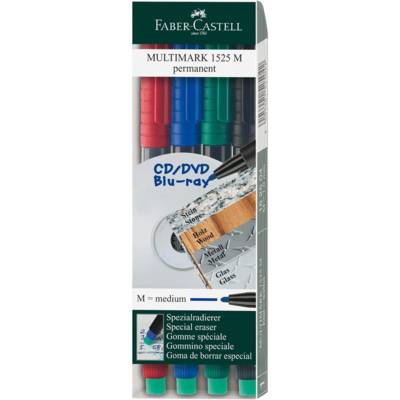 Etui de 4 marqueurs CD/DVD MULTIMARK permanent M, Moyen - FABER-CASTELL