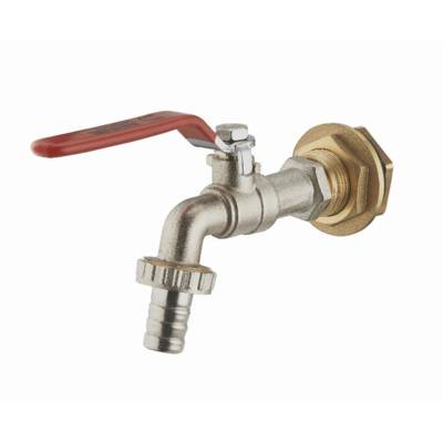 Kit cuve plastique : traversée de cuve laiton mâle M3/4' (20x27) femelle F1/2' (15x21) avec contre écrou à plateau et joint d'étanchéité + robinet de puisage 1/4 de tour mâle M1/2' nez cannelé NOYON & THIEBAULT - Ø 15 mm + rouleau téflon - 970001