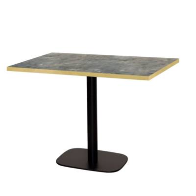 Table pied noir 120x70cm pierre metallisee chants laiton - intérieur - RestooTab