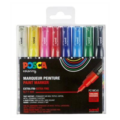 Set de 8 Marqueurs PC1MC pointe conique extra-fine Couleurs basiques