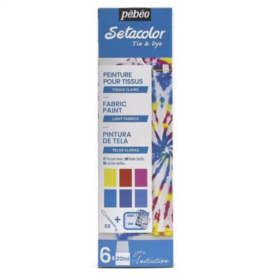 Peinture pour tissus - Tie & Dye - Setacolor - Kit initiation 6 pots de 20ml - PÉBÉO
