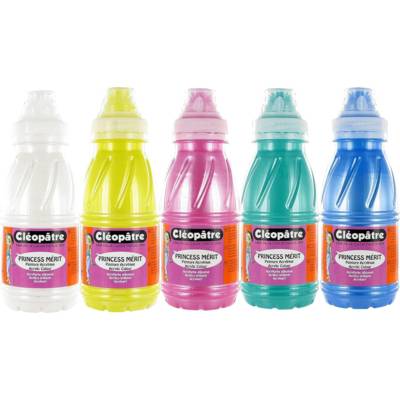Lot de 5 peintures acryliques Nacrée en 250 ml (Blanche, Jaune, Rose, Verte et Bleue)