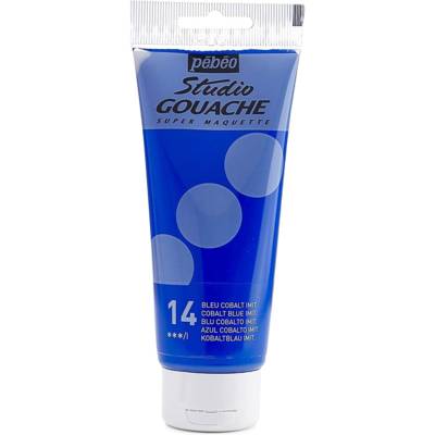Tube 100ml Peinture Studio Gouache Fine Bleu Cobalt - PÉBÉO