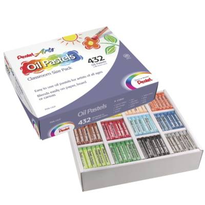 Boîte de 432 pastels à l'huile diamètre 8 mm couleurs assorties