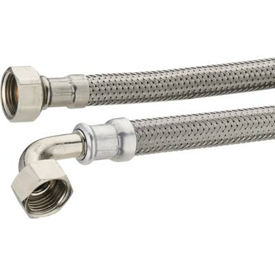 Flexible alimentation sanitaire inox coudé - femelle/femelle ø20 x 27 mm - øint.13 - L.1,50 m - Gedimat - NOYON ET THIEBAULT