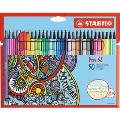 Etui carton x 30 feutres de coloriage Pen 68 - STABILO