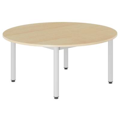 Table CARÉLIE plateau ép.19 mm mélaminé chant ABS piètement époxy - D120 cm - T2 - Hêtre miel/gris alu RAL 9006 - Mobidecor
