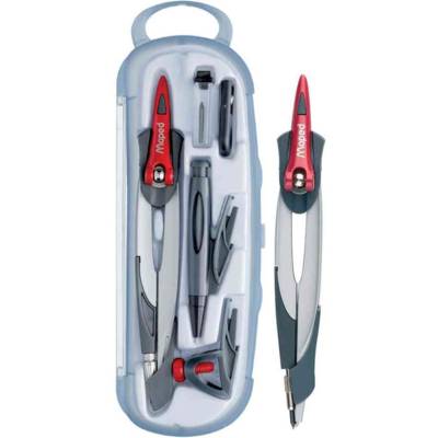 Coffret compas Stop System 5 pièces Gris