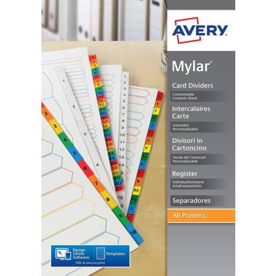 Jeu d'intercalaire Numérique 12 touches Maxi format Onglets Mylar