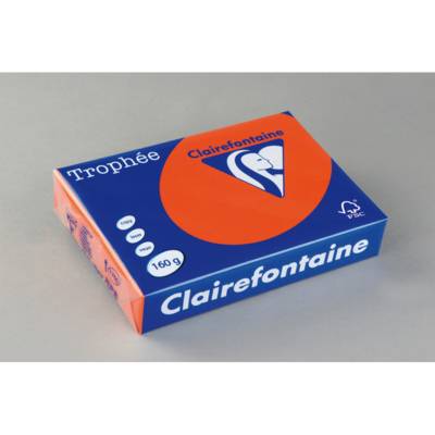 Ramette 250 Feuilles Papier 160g A4 210x297 mm Certifié FSC orange vif - CLAIREFONTAINE