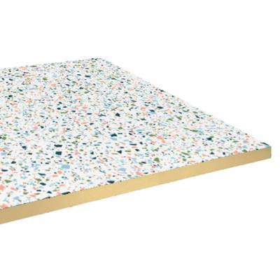 Plateau de table carré Terrazzo Spectra & laiton - RestooTab