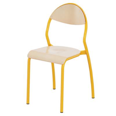 Chaise NUAGE assise et dossier bois Blueprotech® piètement époxy - T6 - Jaune RAL 1003 - MOBIDECOR
