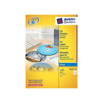 50 étiquettes CD maxi couvrantes jet d'encre brillant, Qualité Photo  Blanc  Ø 117 mm