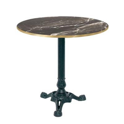 Table pied noir Ø70cm marbre royal chant laiton - intérieur - RestooTab