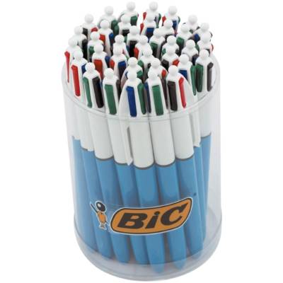 Tubo de 36 Stylos bille 4 COLOURS Medium Pointe Moy. 4 Couleurs classiques - BIC