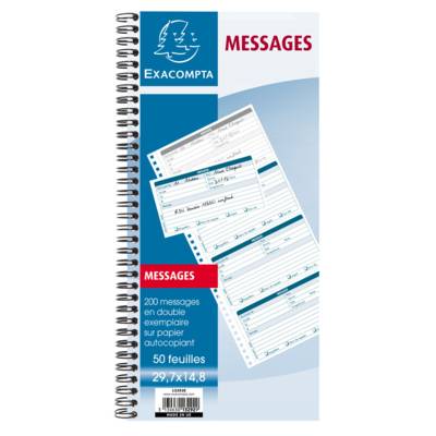 Bloc messages téléphones spiralé 148x297 mm 50 feuillets Dupli