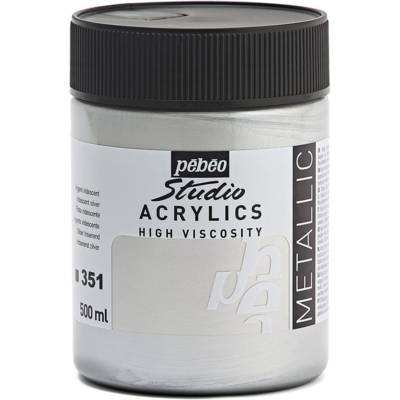 Flacon 500ml Peinture Studio Acrylics Haute Viscosité ARGENT - PÉBÉO