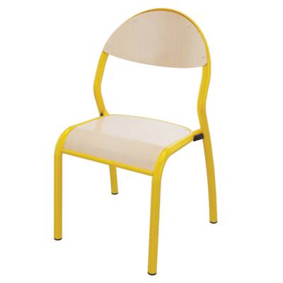 Chaise ROND'O 4 pieds assise et dossier bois Blueprotech® piètement époxy - T3 - Jaune RAL 1003 - Mobidecor