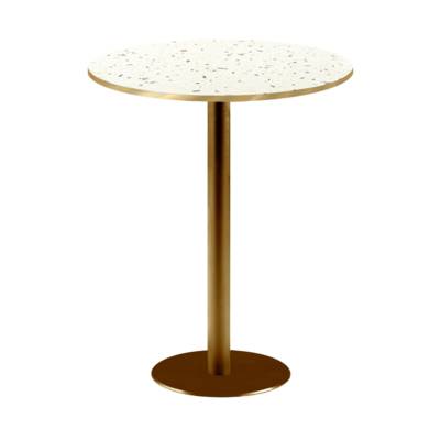 Mange-debout pied Doré Ø60cm terrazzo cassata chants laiton - intérieur - RestooTab
