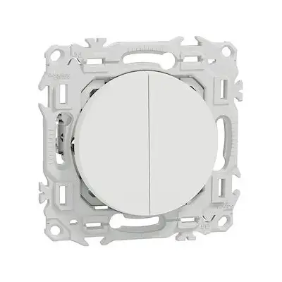 Double va-et-vient ou poussoir avec griffes odace 10AX Blanc craie - SCHNEIDER - S925214 - Schneider Electric