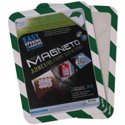 Pochettes-cadre MAGNETO SAFETY A4 Vert / Blanc Lot de 2
