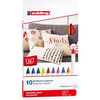 Feutre pour textiles 4600 Etui de 10 couleurs BASIC 1 mm - EDDING