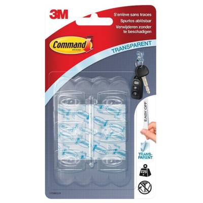 Crochet Adhésif Transparent Taille S 225 g 6 Crochets + 8 Bandes Amovibles