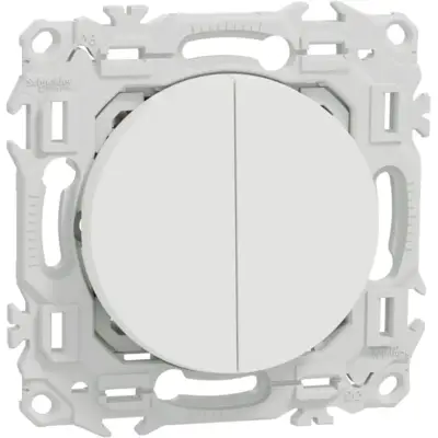 Double va-et-vient ou poussoir odace 10AX Blanc craie - SCHNEIDER - S920214 - Schneider Electric