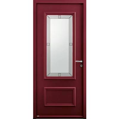 Porte d'entrée acier PIGALLE 68 rouge texturé dormant 74 mm - 215 x 90 cm - Gedimat - BELM