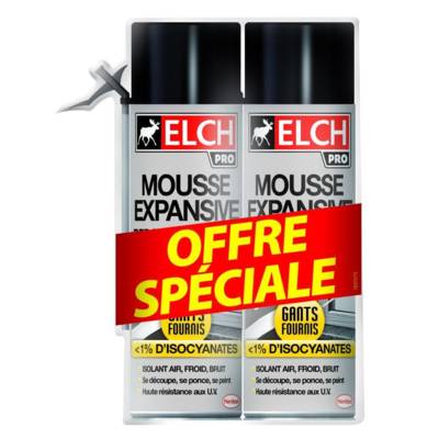 Mousse expansive ELCH PRO ISOLE 500ml - lot de 2 aérosols - Gedimat