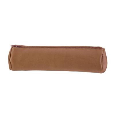 Trousse Fourre tout Rond Cuir ovin Teinté 21 cm D 6 cm Caramel
